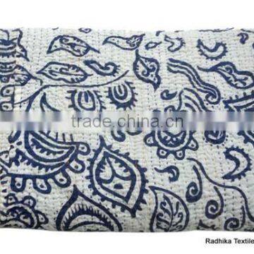 RTHKG-49 Paisley Leaf Designer Pure 100% Cotton kantha Gudari Home Decor Patchwork Bedspread Double / Single Bed Throws Jaipur