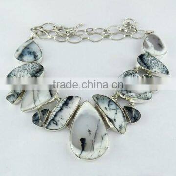 Trendy !! Dandritic Opal Gemstone 925 Sterling Silver Necklace, Silver Jewelry Wholesaler, Sterling Silver Jewelry