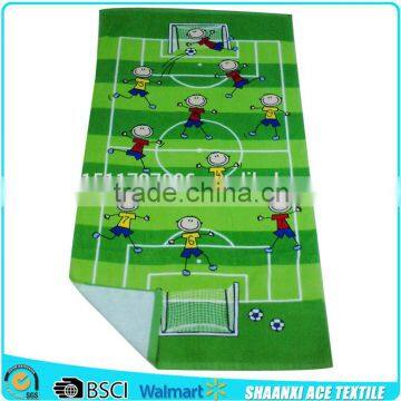 2015 fashion football beach towel of green color with custom design