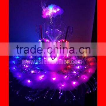 LED Light Salsa Dance Performance Dresses, Fancy Girls Dance Stage Costume Performance Dresses