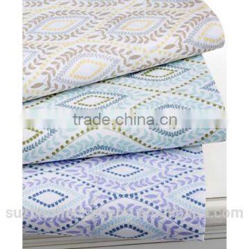 4-Pieces printed 100% cotton percale Sheet Set