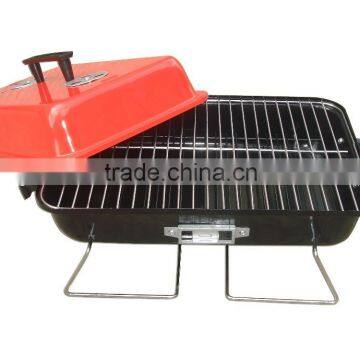 Square portable Charcoal BBQ grill with lid