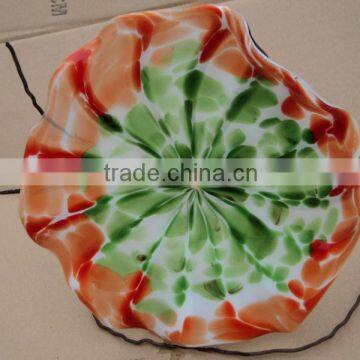 Decorative Art Glass Wall Plates/Red+Green