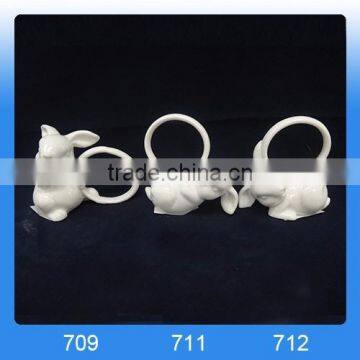 Easter Gift Ceramic White Bunny Napkin Ring for Tableware