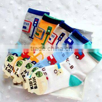 A716 2015 COTTON wholesale south Korea new fashion candy cartoon cute bus taxi car traffic lights children socks