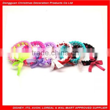 Fashionable hotsale cheap braid silicone bracelet with bowknot