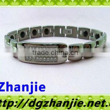 Golden Bio Magnetic Titanium Bracelet with Diamond #11011