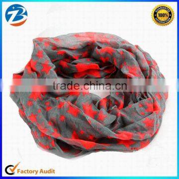 New Fashion Star Printed Womens Loop Cotton Voile Scarf