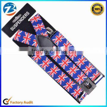 Fahion British Flag Printed Elastic Wedding Wen And Women Braces Suspenders