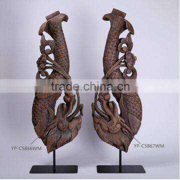 2016 New chinese art dragon and fish design polyresin sculptures