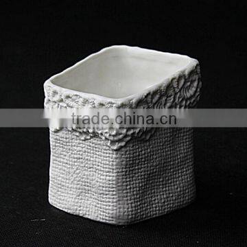 Garden Home Decoration White Shape Small Ceramic Flower Pots