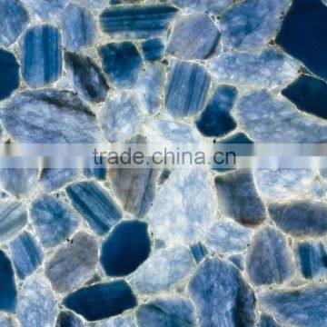 China Wholesale Grade A Ocean Blue Semi Precious Gemstone Agate Stone Slabs photo-6