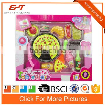 Colorful pretent toy tableware kitchen fast food toy set for kids