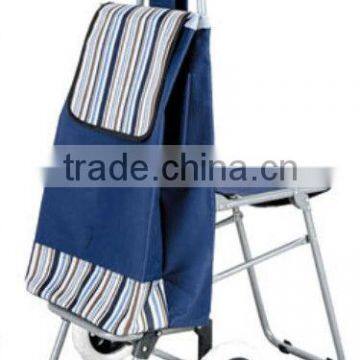 Portable shopping cart with chair