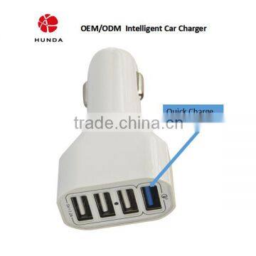 HUNDA 5V 2016 New Product Car Accessories 4-Port USB Car Charger with Quick Charge 3.0