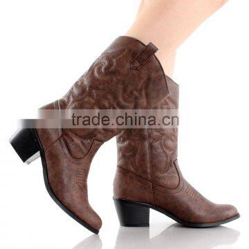 Fashion New Cowgirl Women Western Leather Boots photo-2