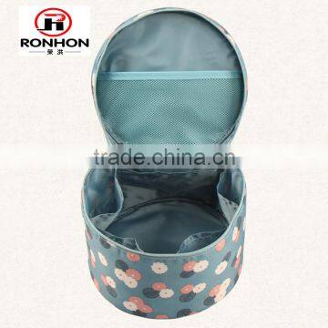 portable oxford waterproofing multi compartments cylindric cosmetic bag