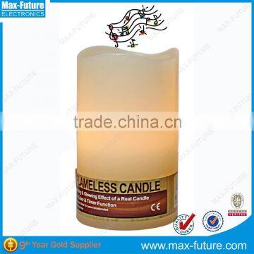 Newest Flameless Pillar Wax Candle Light with Bluetooth Wireless Speaker