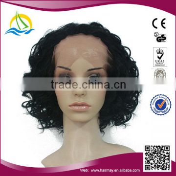 Factory price Heat Resistant Fiber kinky curl lace wig