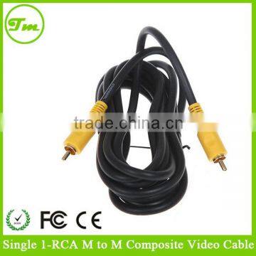 10 Metre Long Single Phono Black Cable Lead - RCA Male to Male Plug Audio cable