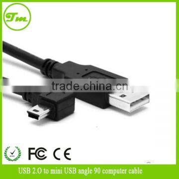 USB 2.O to mini USB 90 angle computer cable for hard disk,MP3,MP4,MP5