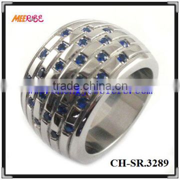 Shiny stars dimond inlay stainless steel ring with two color stock