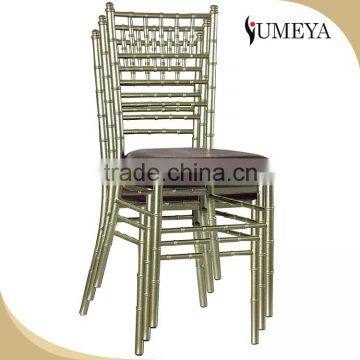 Hot sale stacking aluminum tiffany hotel gold chair chiavari banquet chairs with cushion