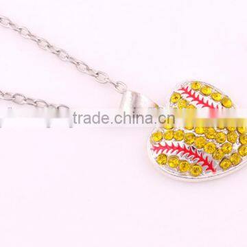 New Arrival Crystal Rhinestone Softball Hearts Necklaces photo-3
