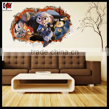 3D Home Decor Wall Sticker For Zootopia Wall Decorate Sticker Hot Sell