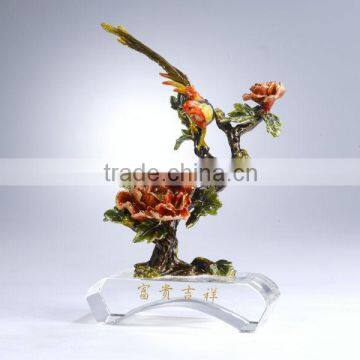 RORO Wealth and Auspice peony enamel pewter crystal decorative article for home decoration