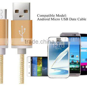 Factory price for Samsung micro usb nylon cable charging cord with 1.5m cable