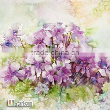 Fresh purple flower watercolor painting on paper