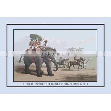 Hog Hunters in India Going Out No. 1 24x36 Giclee