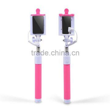 Wired Remote Handheld Mirror Selfie Stick Extendable for iPhone6 plus Samsung S6