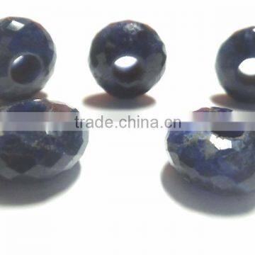 Natural Sodalite Faceted Handmade Roundel Big Hole Beads