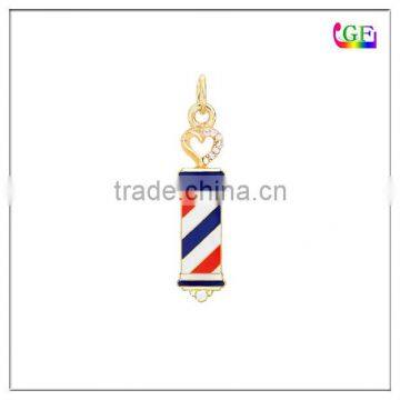 Custom Gold barber shop pole pendant charm