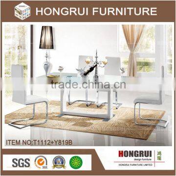 MDF wooden dining table with glass top designs factory sell directly new model wooden dining table with glass top