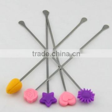 Promotional Gift colorful Stainless steel swizzle sticks, flower swizzle stick, metal stirrer stick