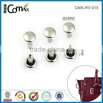 Shiny sliver double heads metal rivet for leather bag