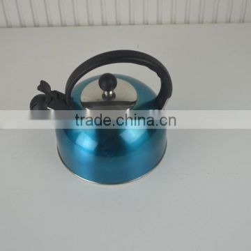 blue color coating water whistling kettle