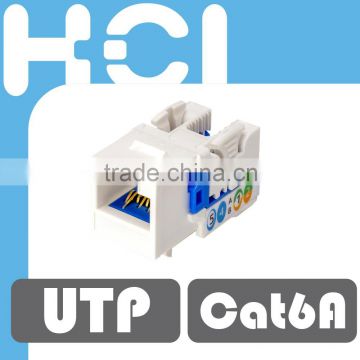 Component Level RJ45 Female Connector 90 Degree UTP Cat 6A Keystone Jack