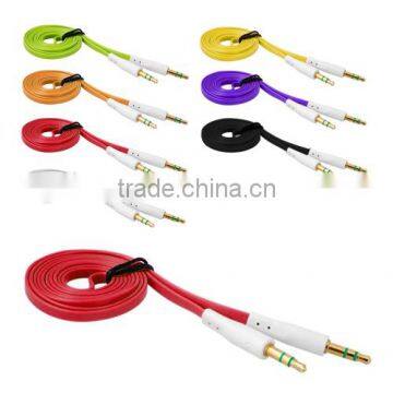 factory price 3.5mm audio flat cable simple aux noodle cable cheap price whole sale 1 meter