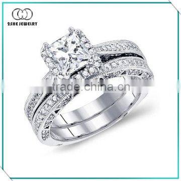 Hot Sale clear cz silver ring sets