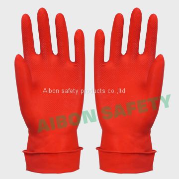 Red rubber household gloves