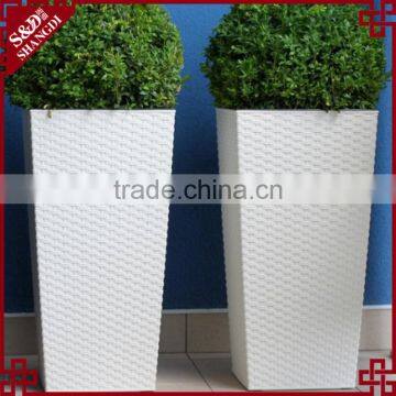 Wholesale Elegant White Resin Wicker Decorative Indoor Plant Pots photo-2