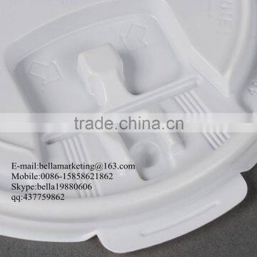 Plastic Lid for Cold Drinking Paper Cup, White Plastic Tear Tab Lid photo-4