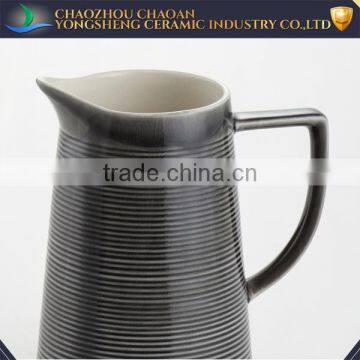 Cheap Black Glazed Stoneware Beer Pitcher With Stripe for Sale photo-2