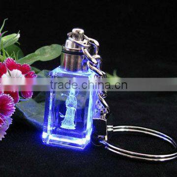 vivid 3d laser crystal buddha keychain with led lamp