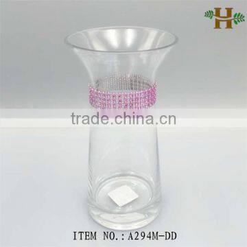 Rhinestone Clear Flower Shaped Glass Vase photo-2