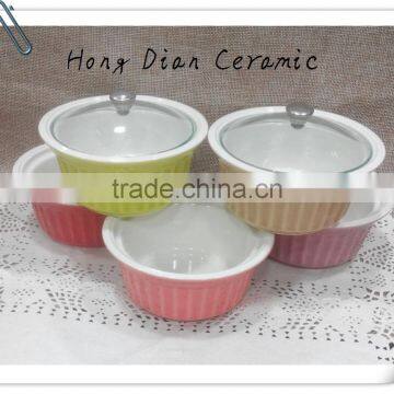 stoneware -mini casserole with lid, Ceramic Ramekin wholesale,ceramic bowl wholesale